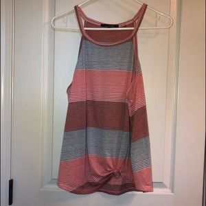 Lemon tart red and grey multi striped tank